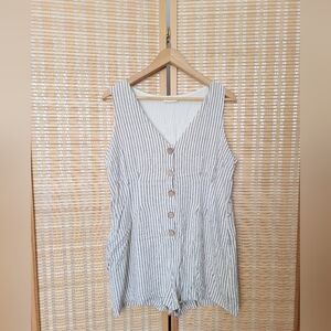 Striped Sleeveless Button-Down Romper